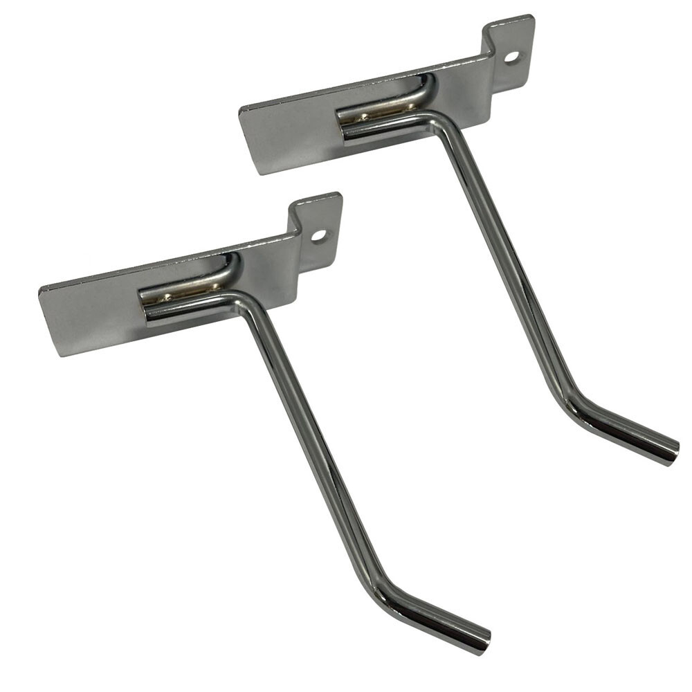 4" Slatwall Hook Panel Display Hooks, 1/4" Thickness Metal, Chrome - PACK 12