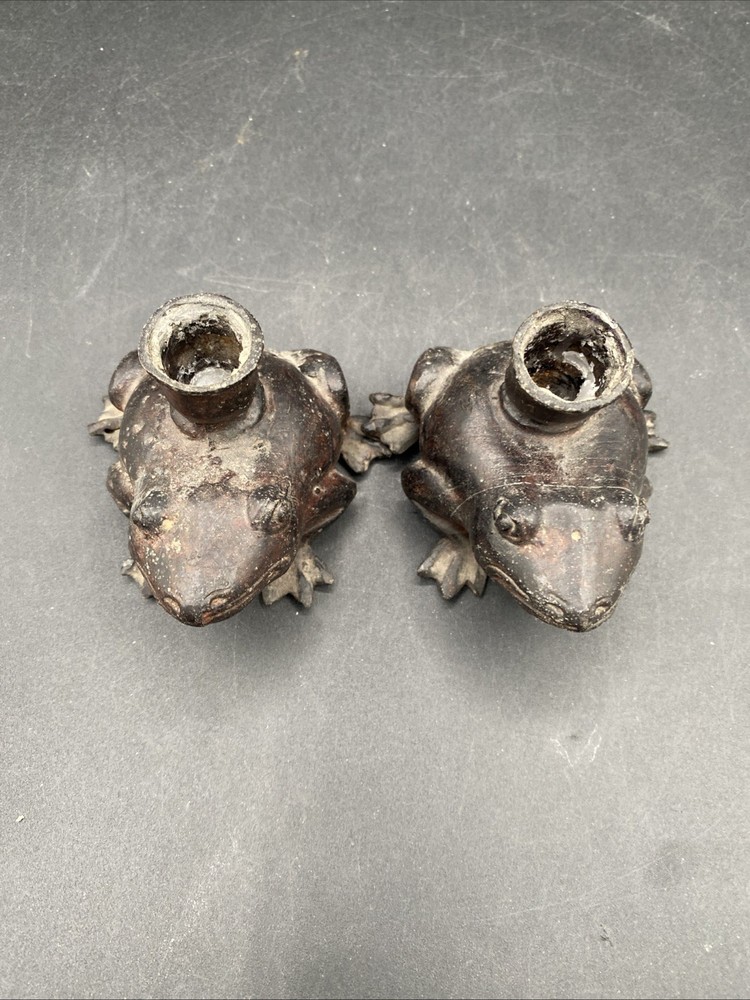 VTG Bronze Frog Candleholders