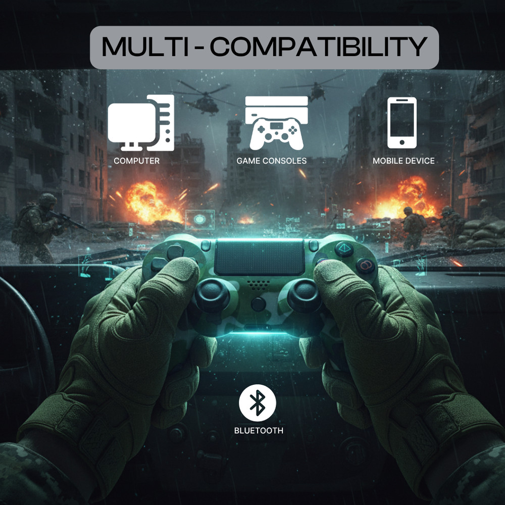 Wireless Game Controller – Green Camo Edition, Universal Bluetooth Gamepad