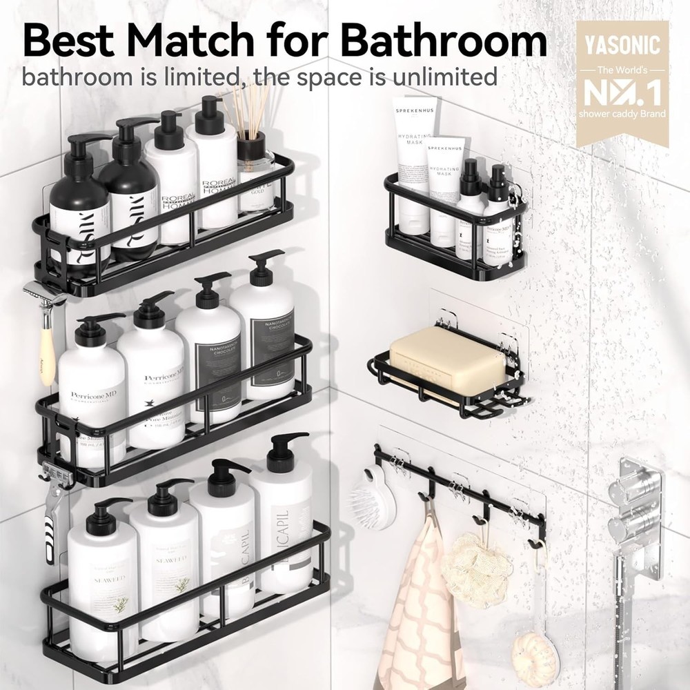 Shower Caddy, 100% Rustproof Shower Organizer with Soap Holder, 6 Pack Large ...