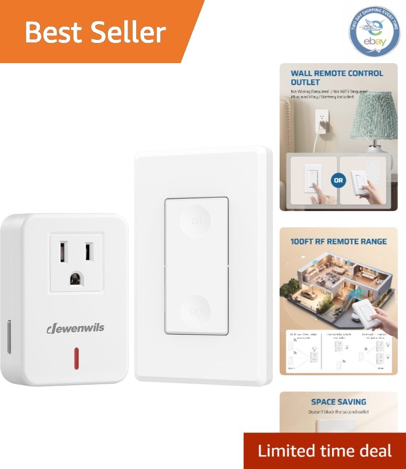 On/Off Wireless Remote Control Switch & Outlet Set - Adjustable & Safe Design
