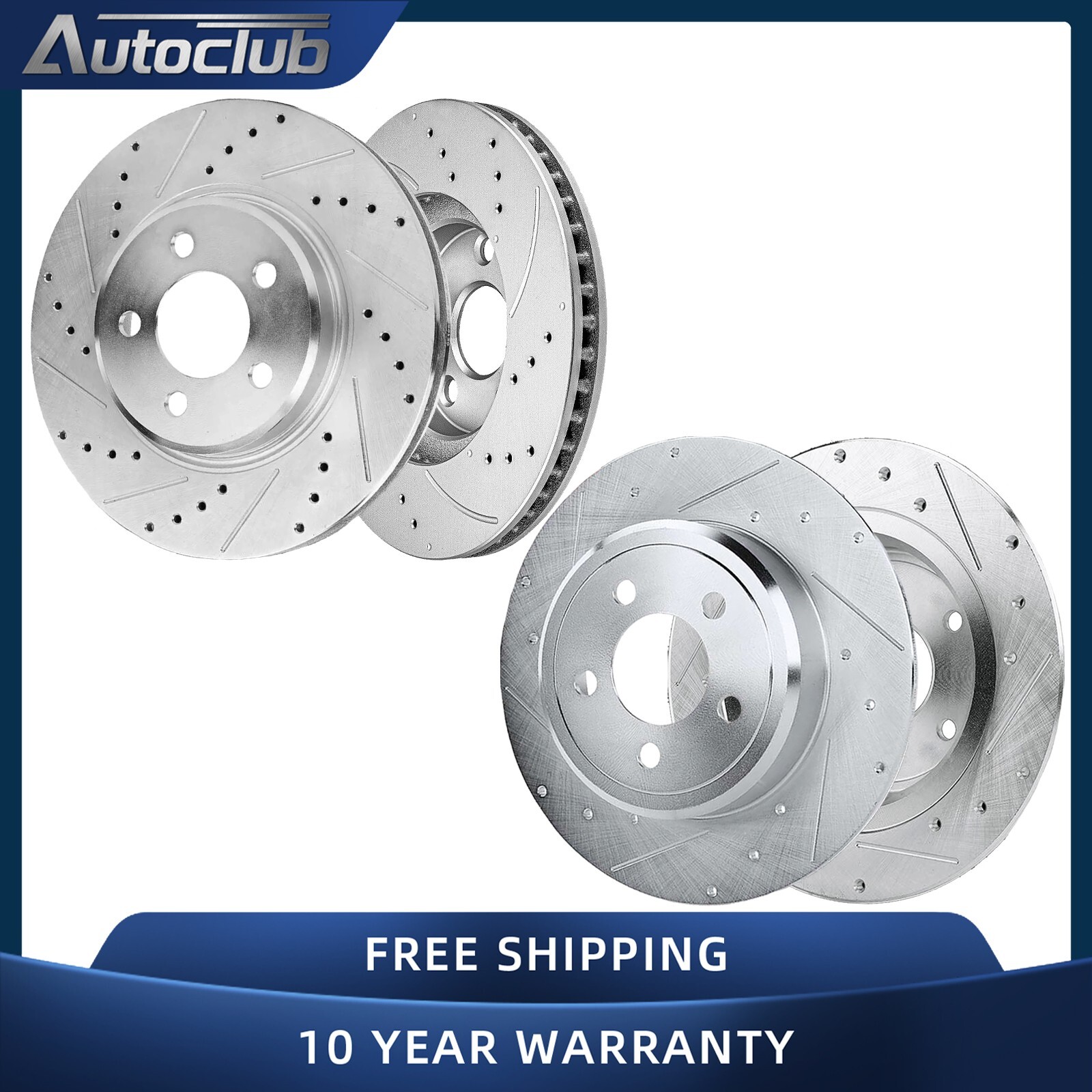 Front & Rear Drilled Disc Brakes Rotors for 2005-21 Chrysler 300 2006-20 Charger