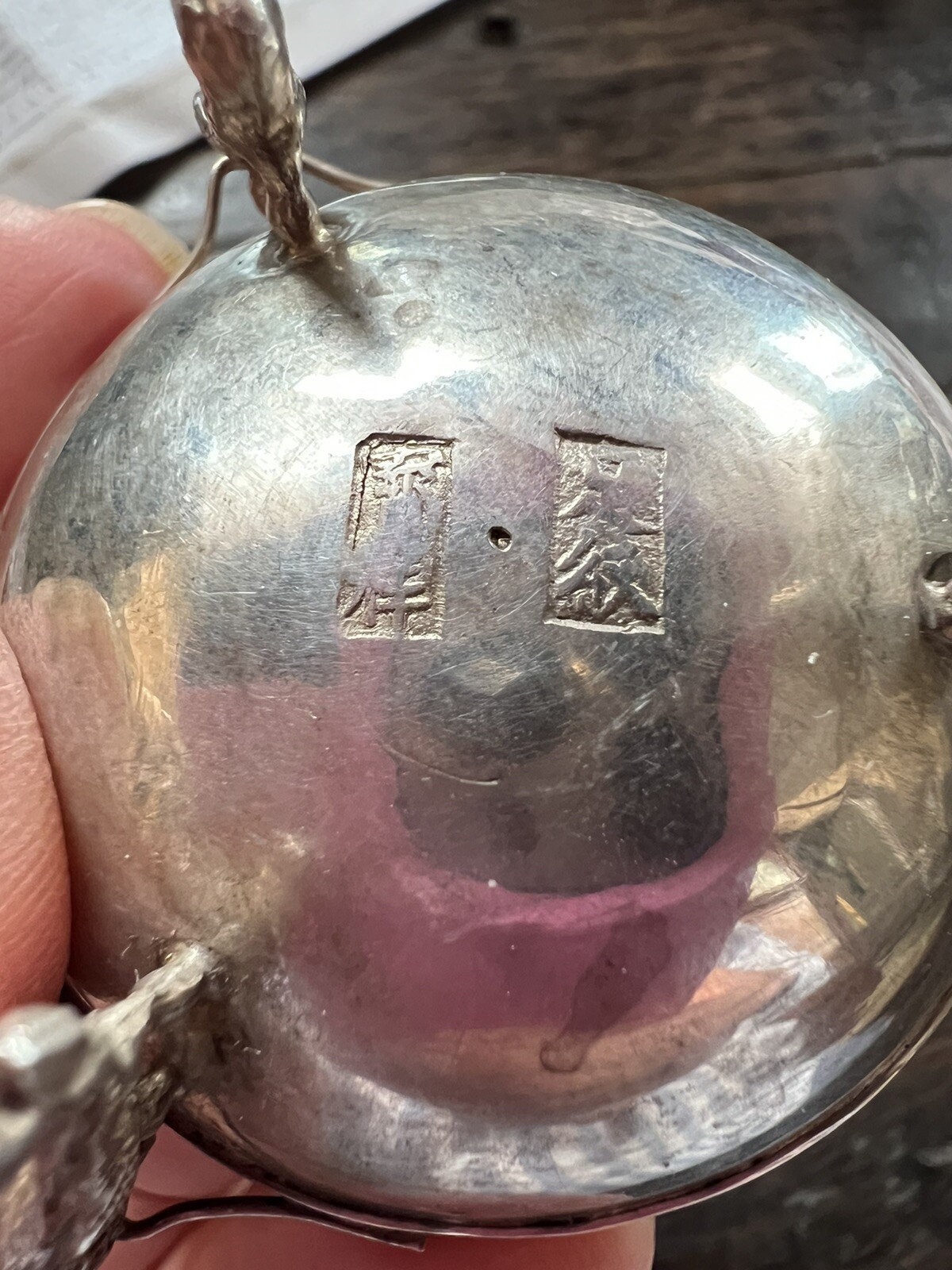 Antique Chinese Sterling Silver Dragon Salt Cellar Bowl VERY OLD GOOD CONDITION