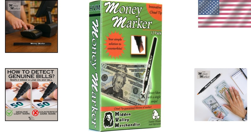 12-Pack Counterfeit Money Detector Pens with Chisel Tip for Instant Verification