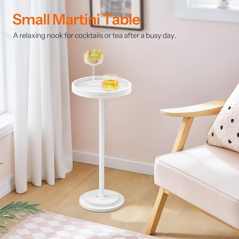 Small Round Accent Table Vintage Drink Table Rustic Side Table Easy Assembly New