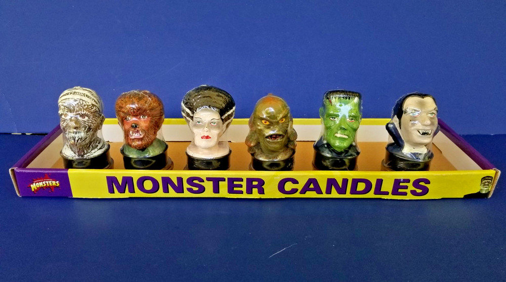6 UNIVERSAL MONSTERS TEA CANDLES DRACULA WOLFMAN CREATURE FRANKENSTEIN DISPLAY