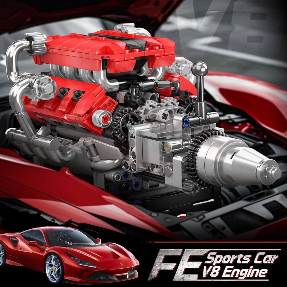 1* V8 Engine Motor Mechanical Engineering Model Building Block Gift Collection
