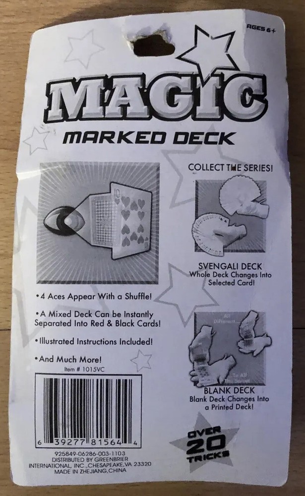 Magic Playing Cards Trick Set Marked Deck Over 20 Tricks (Opened Package)