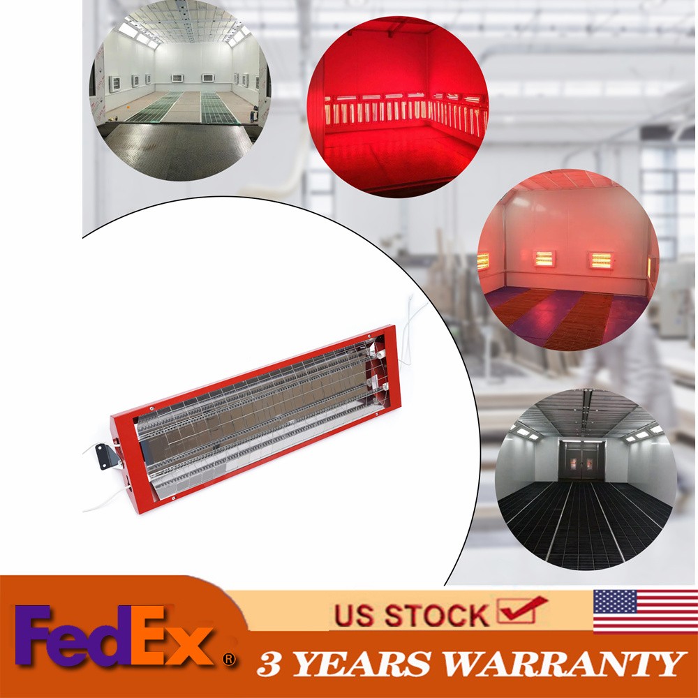 2Pcs 2000W Spray Baking Booth Infrared Paint Curing Light Heating Lamp Heaters