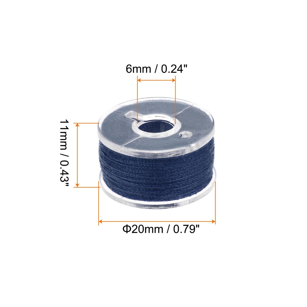25pcs Prewound Sewing Bobbin Thread with Storage Plastic Case Dark Blue