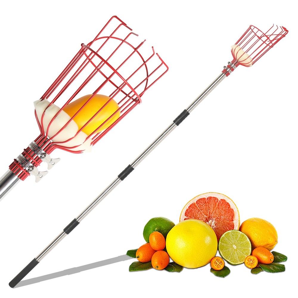 13 FTFruit Picking Pole Picker Fruit Tree Picking Toolr with Basket Stainless St