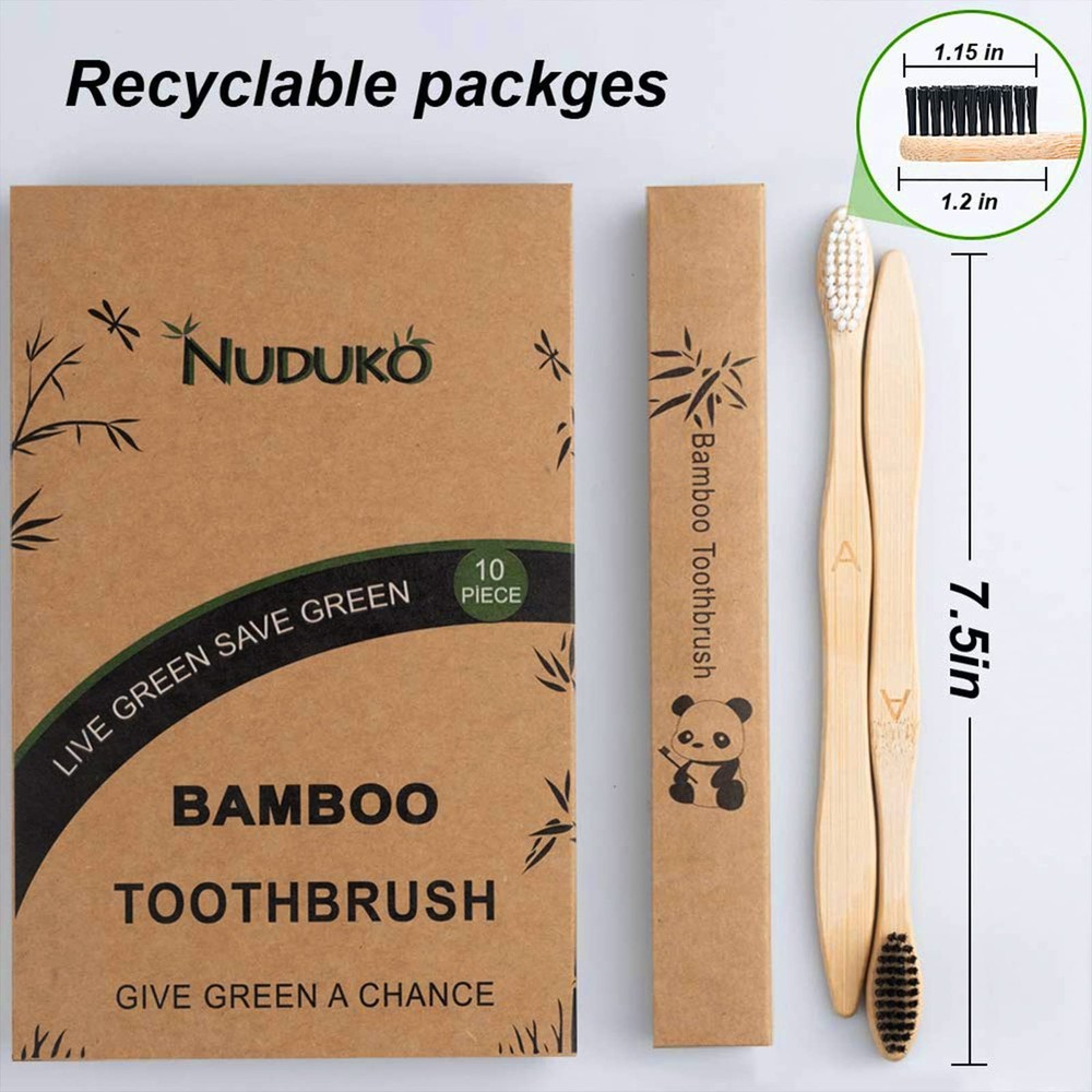 Biodegradable Bamboo Toothbrushes BPA Free Soft Bristles Compostable