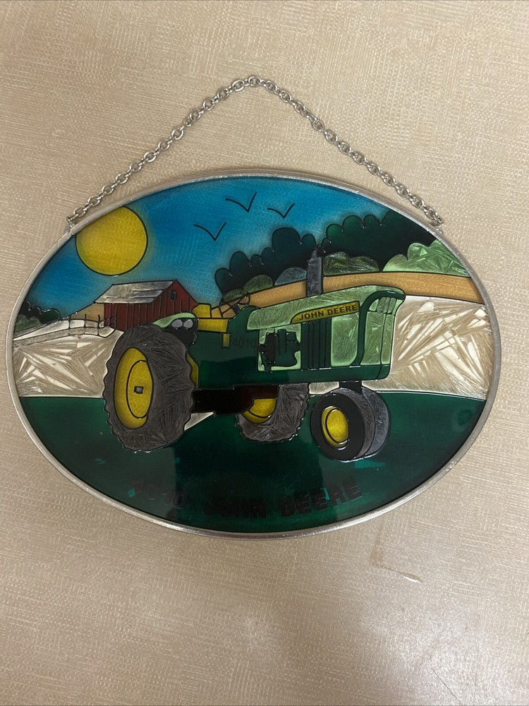 John Deere Decor Stained Glass Hanging Piece