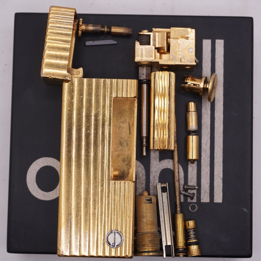 Rare Dunhill Lighter Gold Stripe Pattern-Ultrasonically cleaned_Working