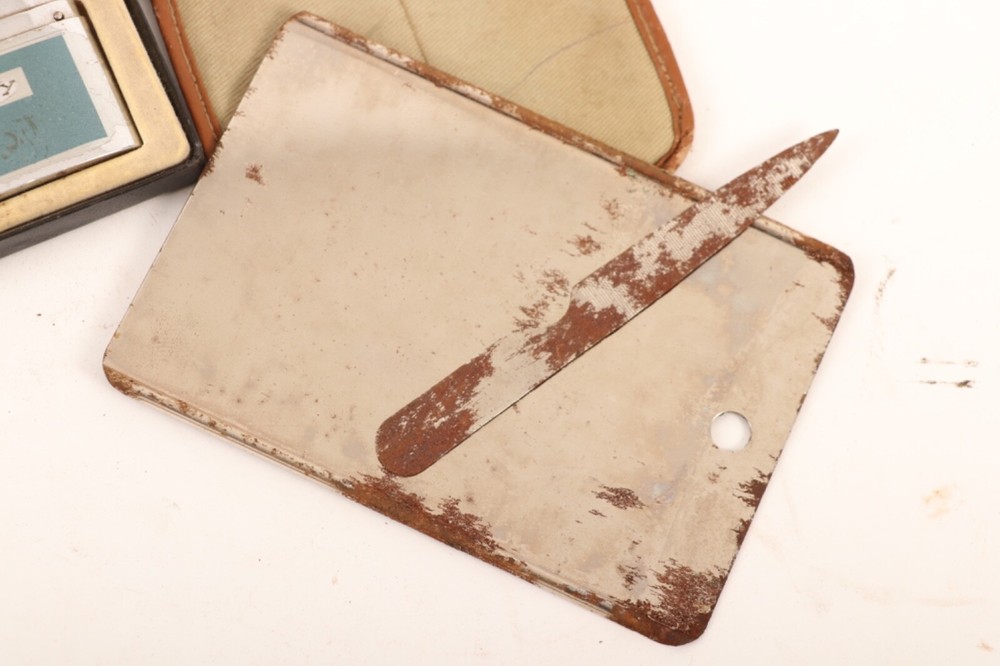 LG444 WWII Era Shaving Mirror and Bentley Butane Lighter