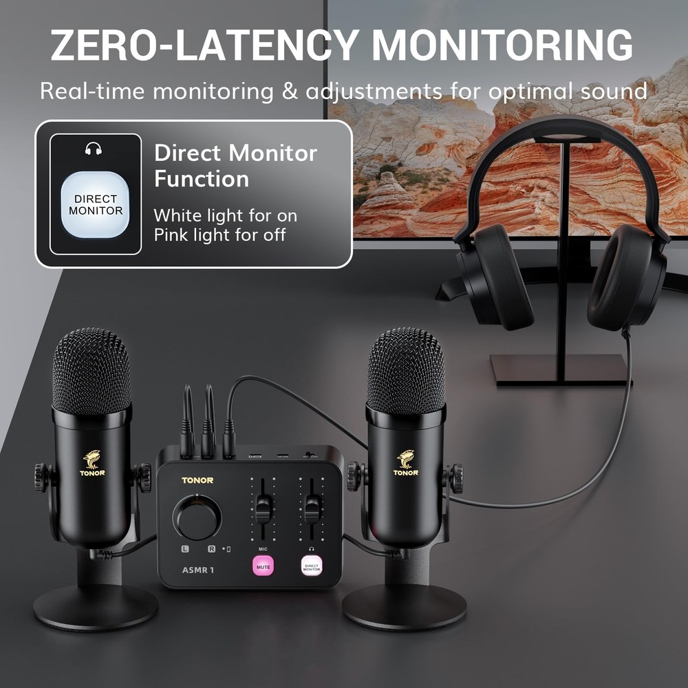 ASMR Microphone Equipment Bundle with Audio Interface, Immersive 3D Stereo Au...