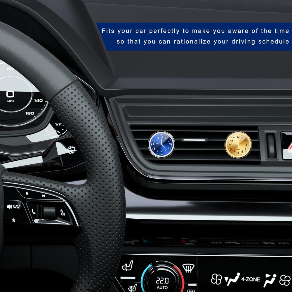 2 Pcs Analog Car Clocks Stick On Dashboard Clock Mini Auto Tiny Watch