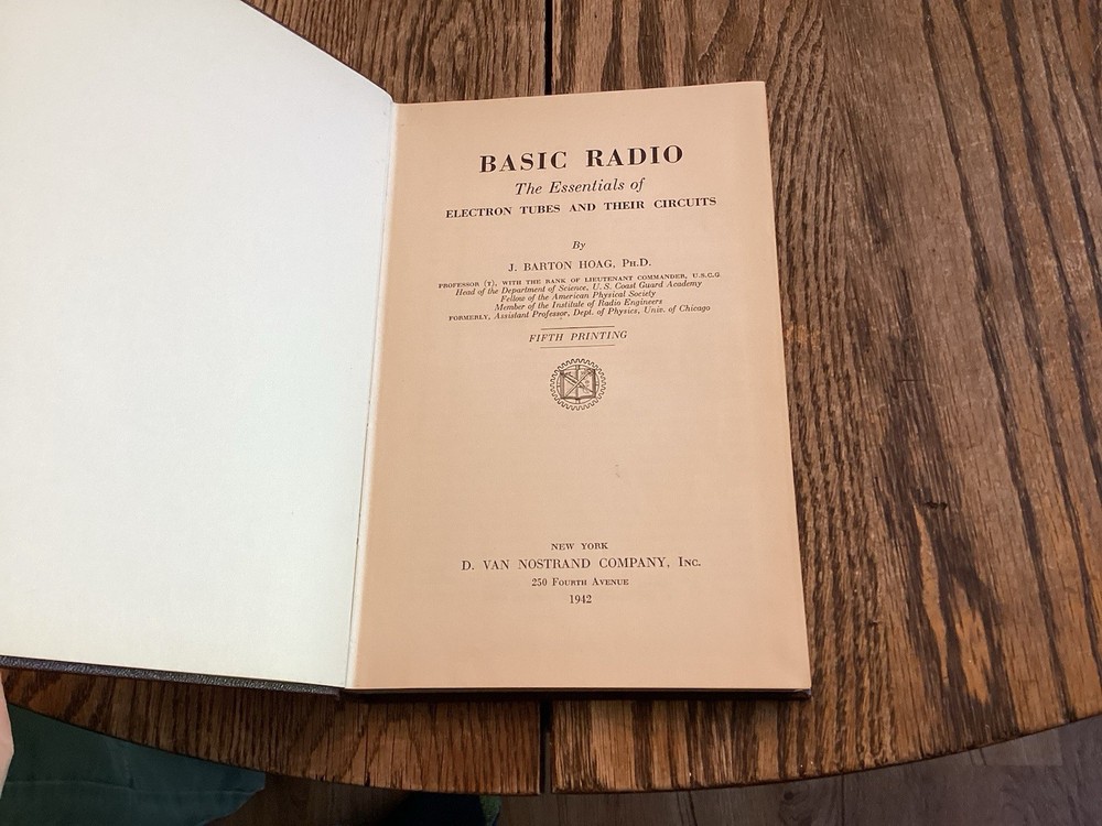 1942 5th Print Basic Radio Hoag Electron Tubes Circuits Amplifiers VF