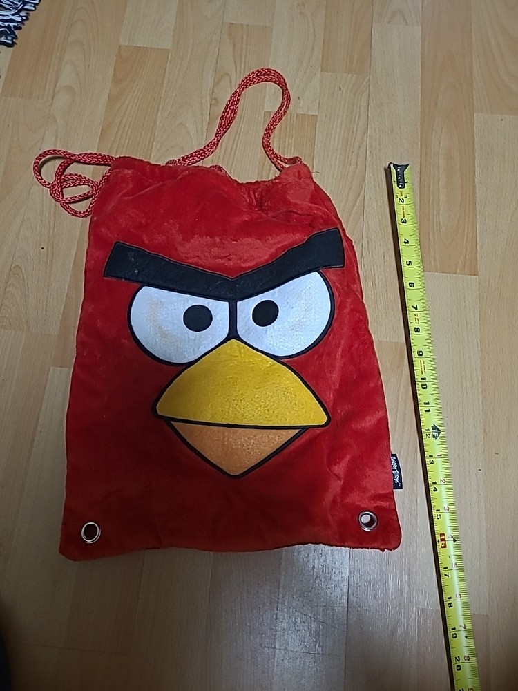 Vtg. Angry Bird Drawstring Back Pack