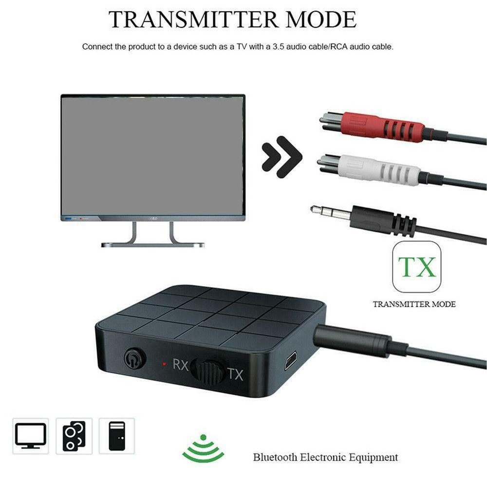 3.5mm Mini Dual Mode Bluetooth 5.0 Transmitter&Receiver Adapter Audio Cable e