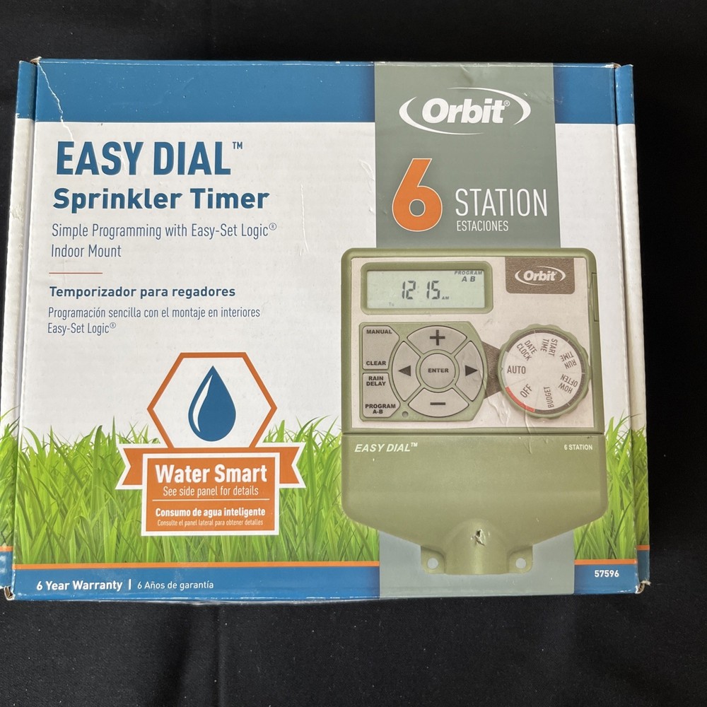 ORBIT 6 Station Sprinkler Control Center Easy Dial Lawn Program Timer 57596