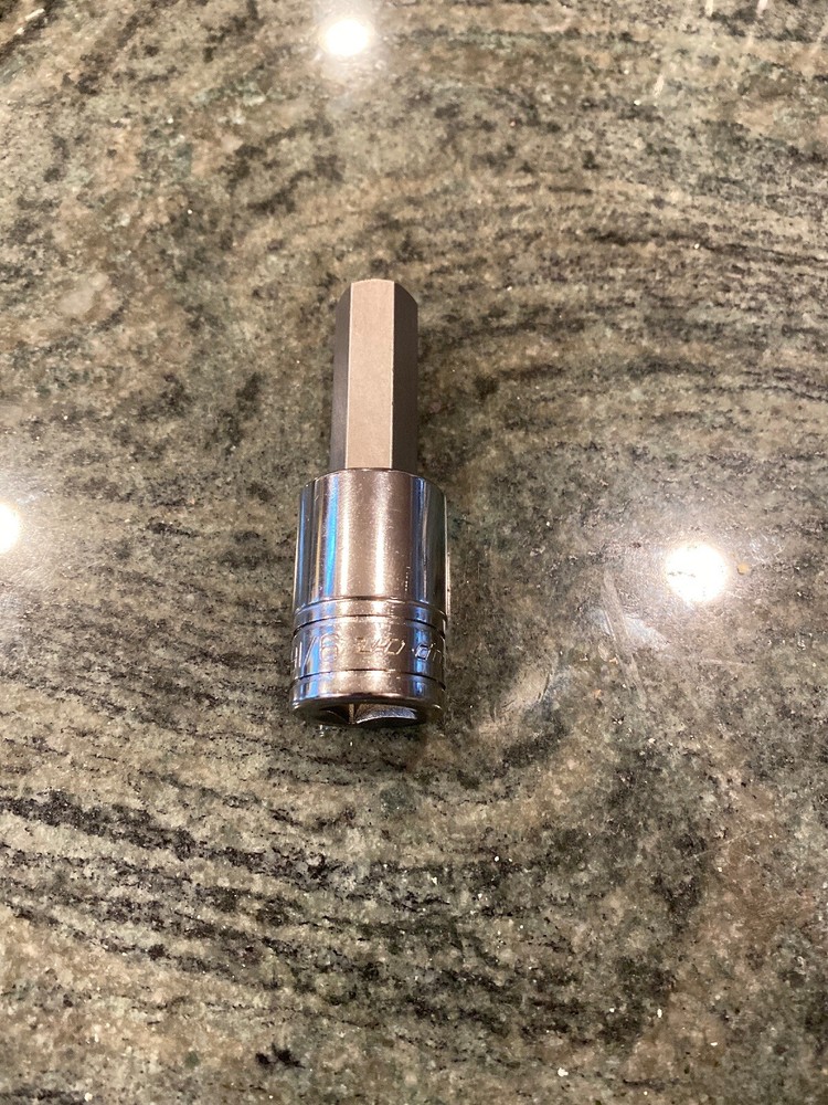 Snap-on sa18e 9/16" 1/2" drive sae hex bit chrome socket driver new