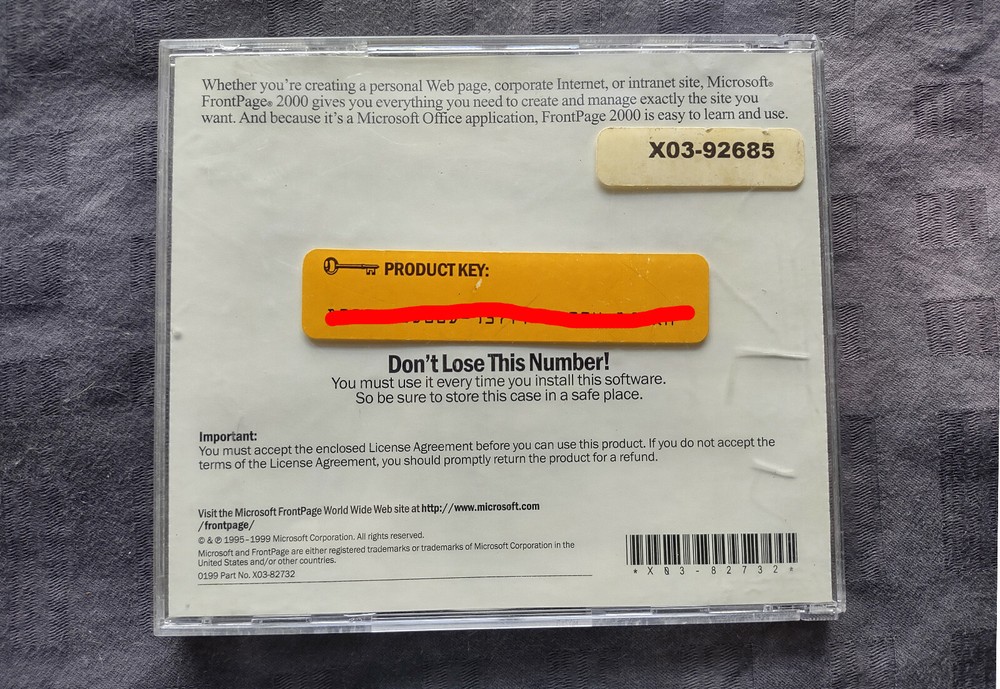Microsoft Frontpage 2000 - Not for Retail Version Vintage Software for Windows