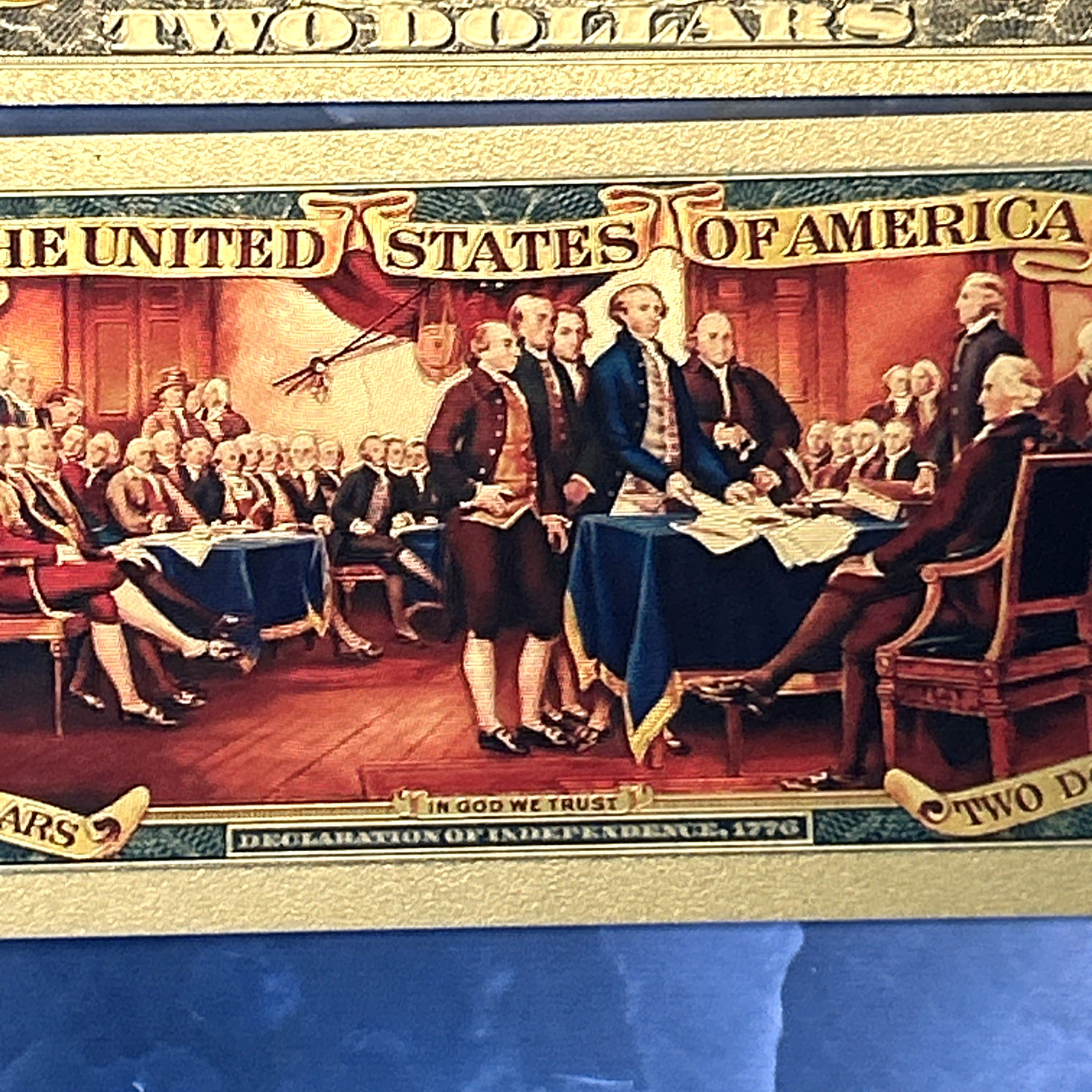 USA 250th Anniversary $2 Banknote 24K GOLD Plated Foil Rep. Collection Bill