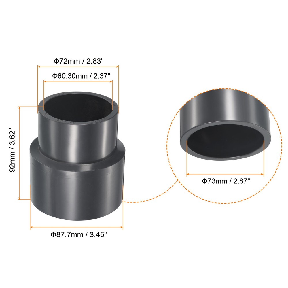 UPVC Reducer Pipe Fitting 2-1"x 2" Program Socket 80 2pcs