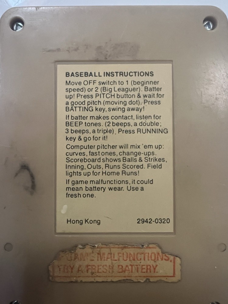 Vintage Mattel Electronics Baseball- Working Condition