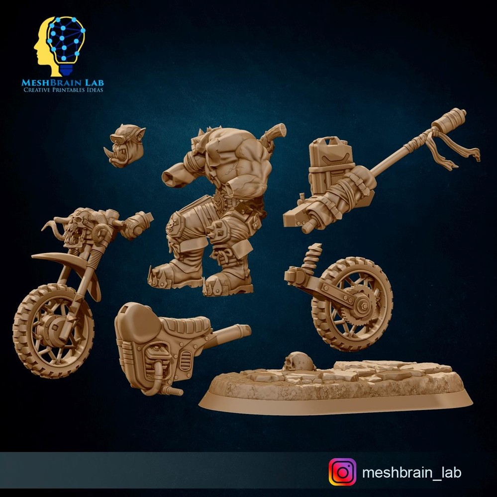 3D Printed Wasteland Biker Orks by Meshbrain Labs
