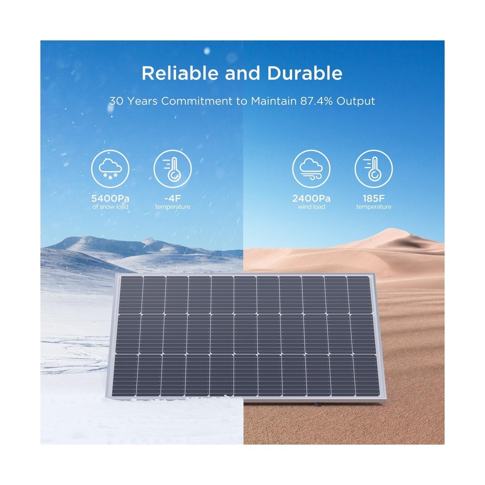 200W Solar Panel, 2Pcs 12V 100 Watt Solar Panel, Over-Power Design, High Effi...