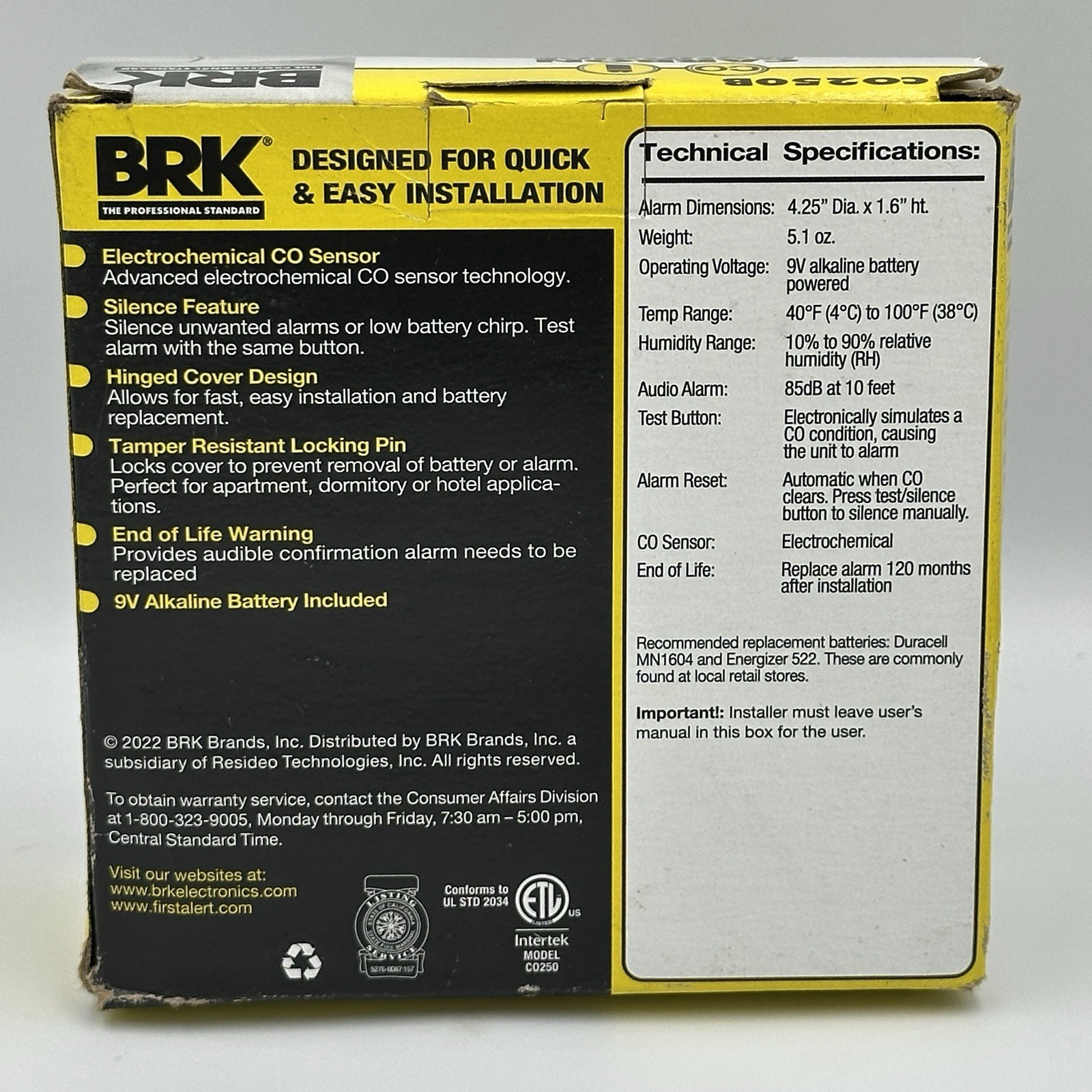 First Alert CO250B Carbon Monoxide Alarm Detector NOS NEW OLD STOCK FREE US SHIP