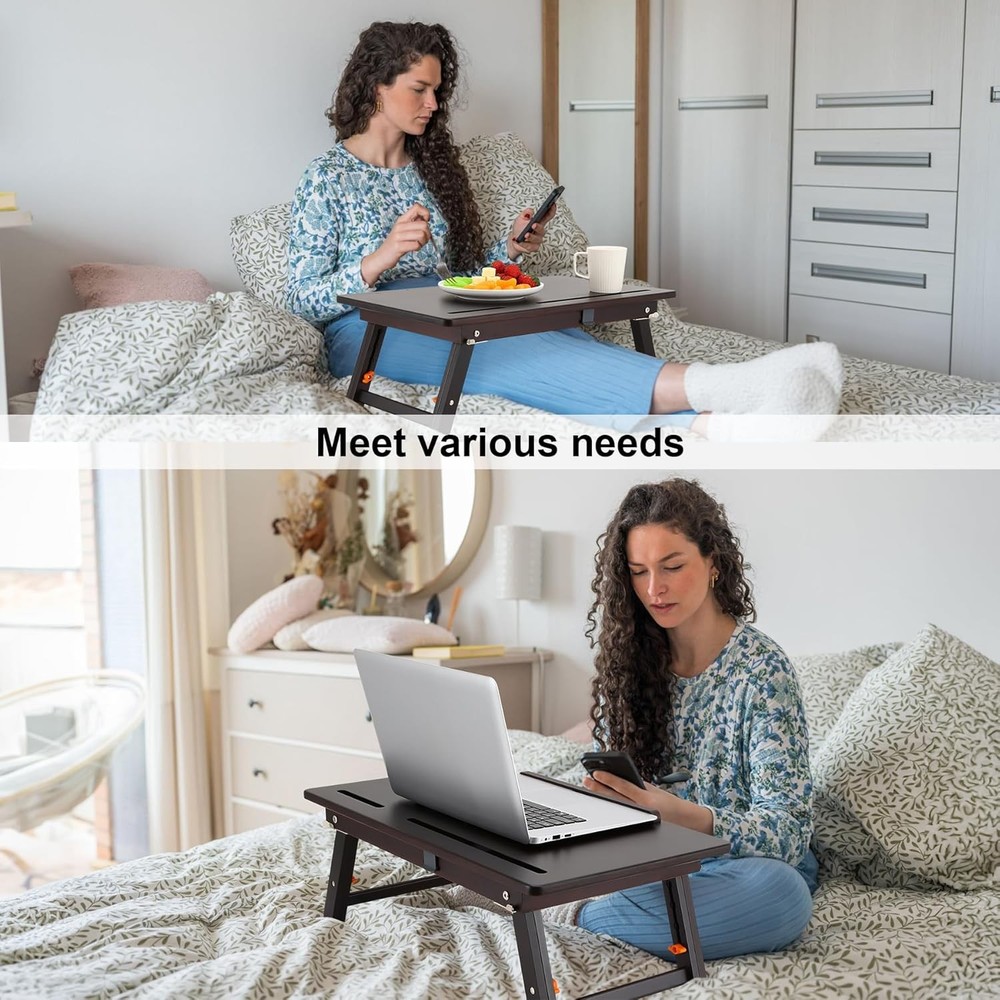 Drawing Table Foldable Drafting Desk W/ Adjustable Height & Angle Bamboo Drawing