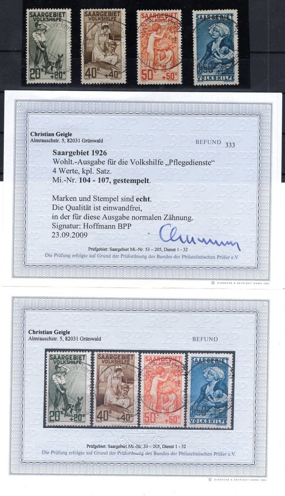 Saar 104/7 Set Postmarked BPP (CA9866