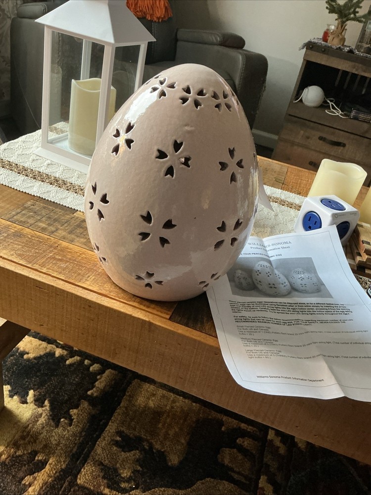 POTTERY BARN TERRACOTTA EASTER EGG LUMINARY/LANTERN YELLOW