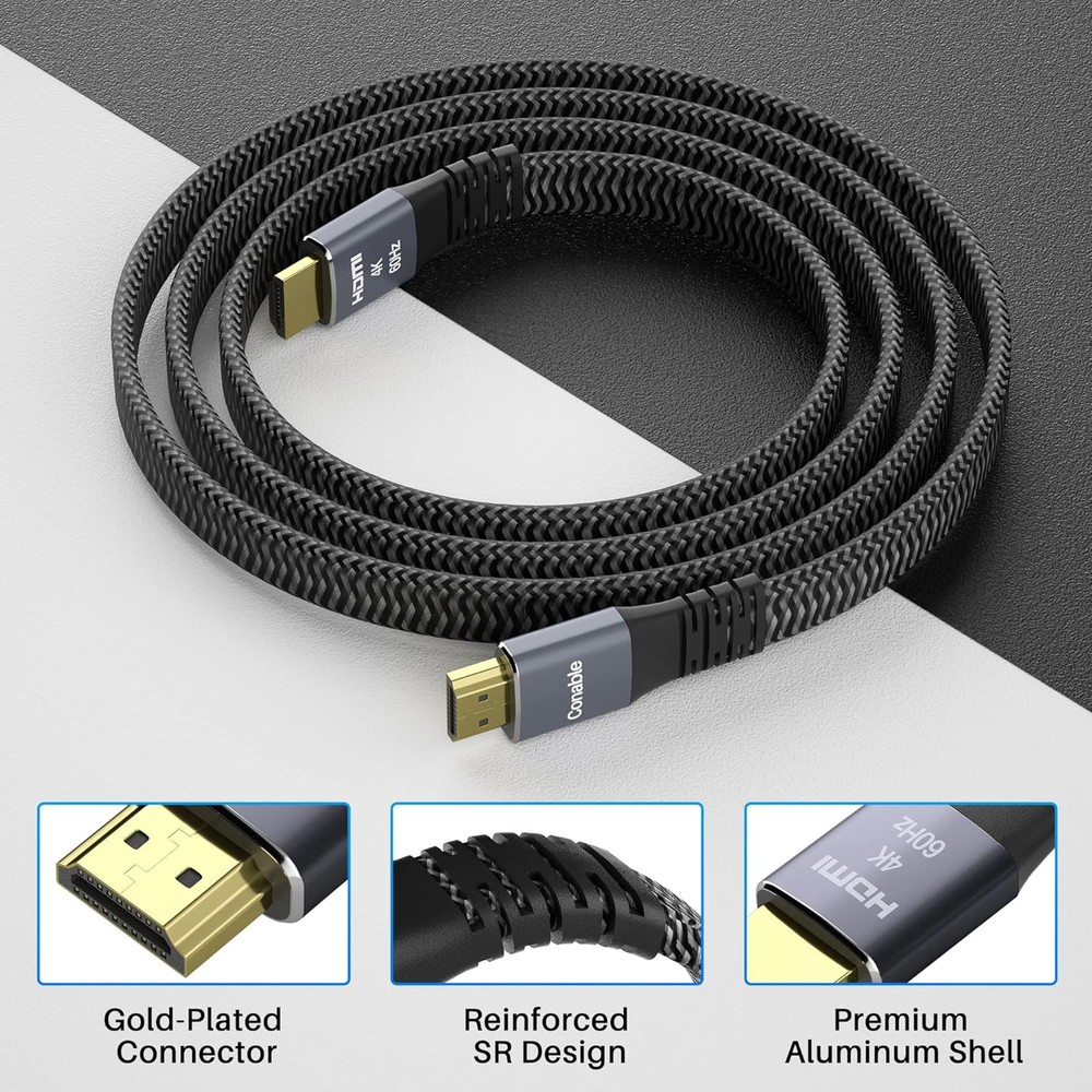 Flat HDMI Cable (2 Pack, 2FT+ 2FT), 4K High Speed 2 Feet Pack)