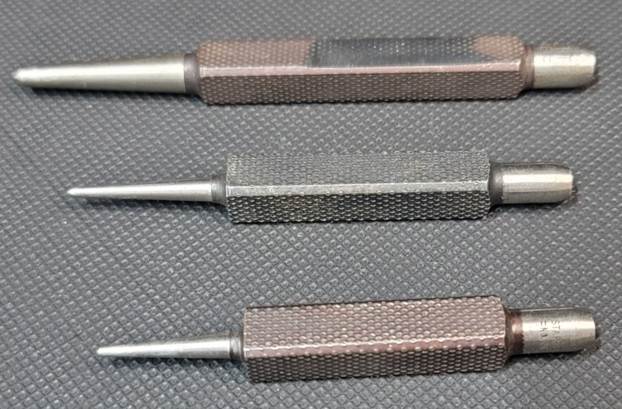 3 Piece Starrett Center Punch Set 264A, 264B, 264E