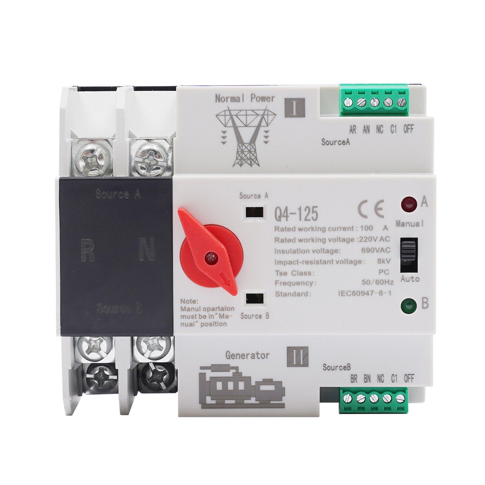 Dual Power 100A Automatic Transfer Switch 2P for Efficient Power Management
