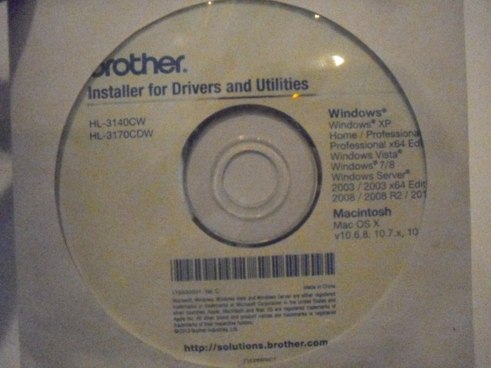 Brother HL-3140cw HL-3170cdw Setup Installation CD ROM Software CD Driver Disk