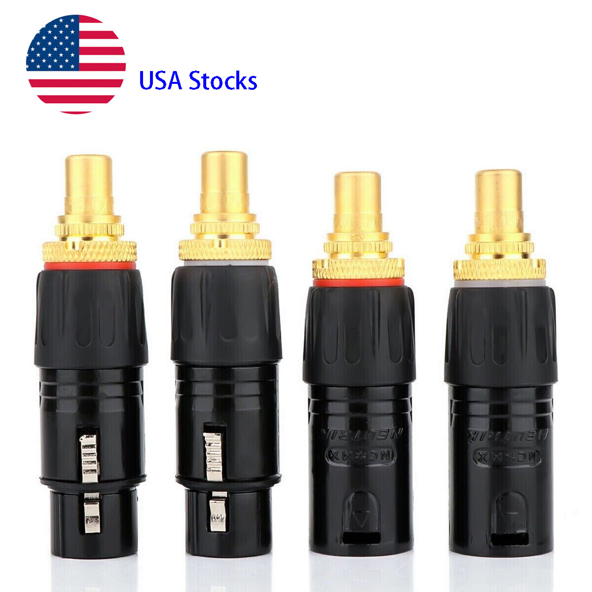 Pair Neutrik 3 Pin XLR Female/ Male to RCA Female Audio Adapter Plug Connector