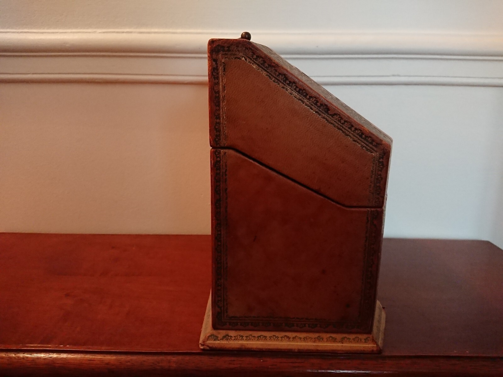 antique French leather letter box