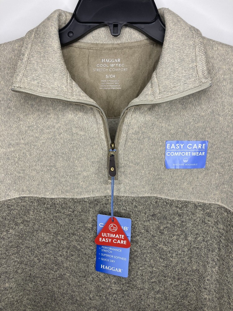 Haggar Golf 1/4 Zip Sweater Mens Small Cool 18 Tec Pullover Stretch Dry