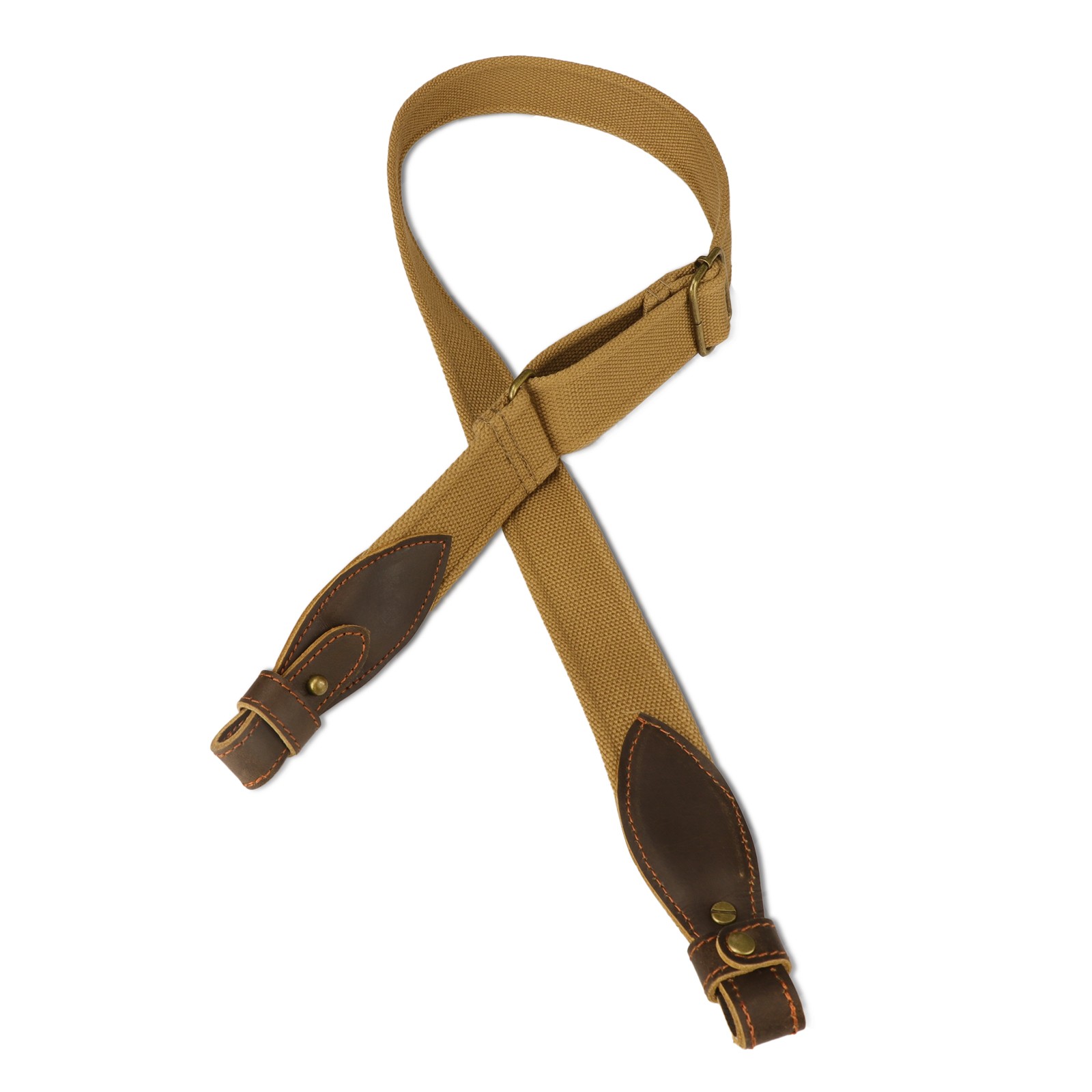 TOURBON Rifle/Shotgun Sling Webbing Strap Leather End+ Pair 1" Mount Swivels Set