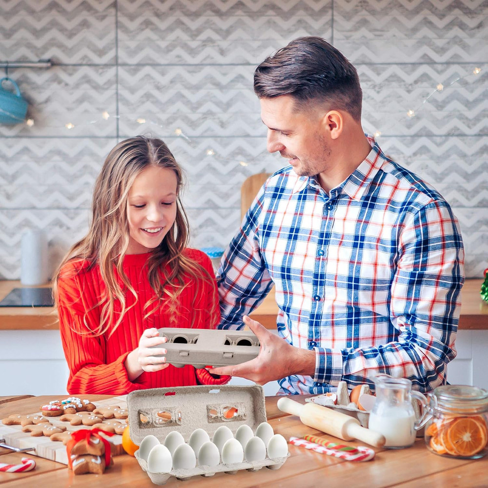 Recycled Pulp Egg Cartons Holds 12 Eggs Reusable Stackable Empty Egg Boxes 25 PK