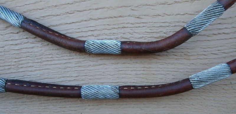 Vintage Golden Brown Romal Romel Style Horse Show Reins with Silver Ferrules
