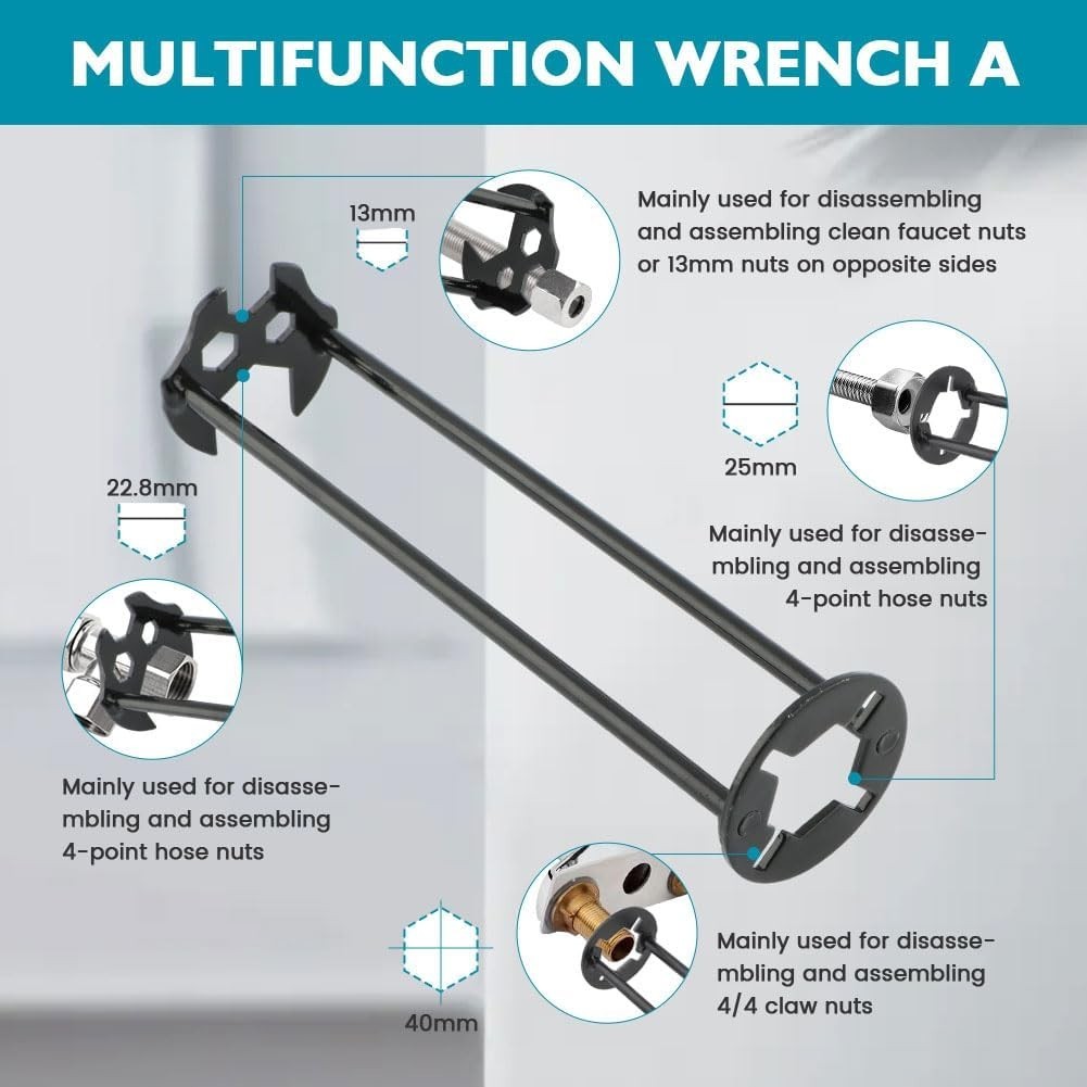 Multifunctional Sink Wrench Set, 2-Pack Basin and Faucet Wrench Tool-----