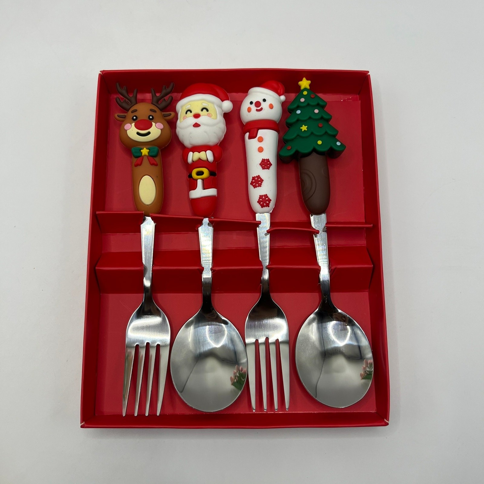 Cartoon Christmas Spoon & Fruit Fork Set - Christmas Gift / New Year Gift