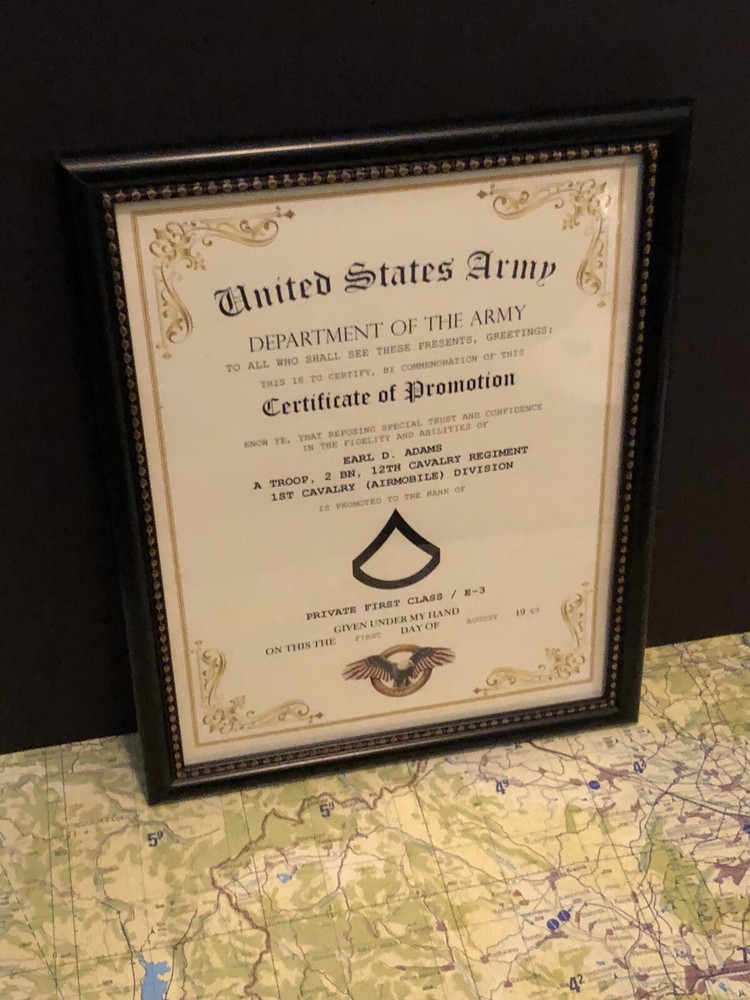 PRIVATE FIRST CLASS (E-3) U.S. Army ~ Commemorative Promotion Certificate