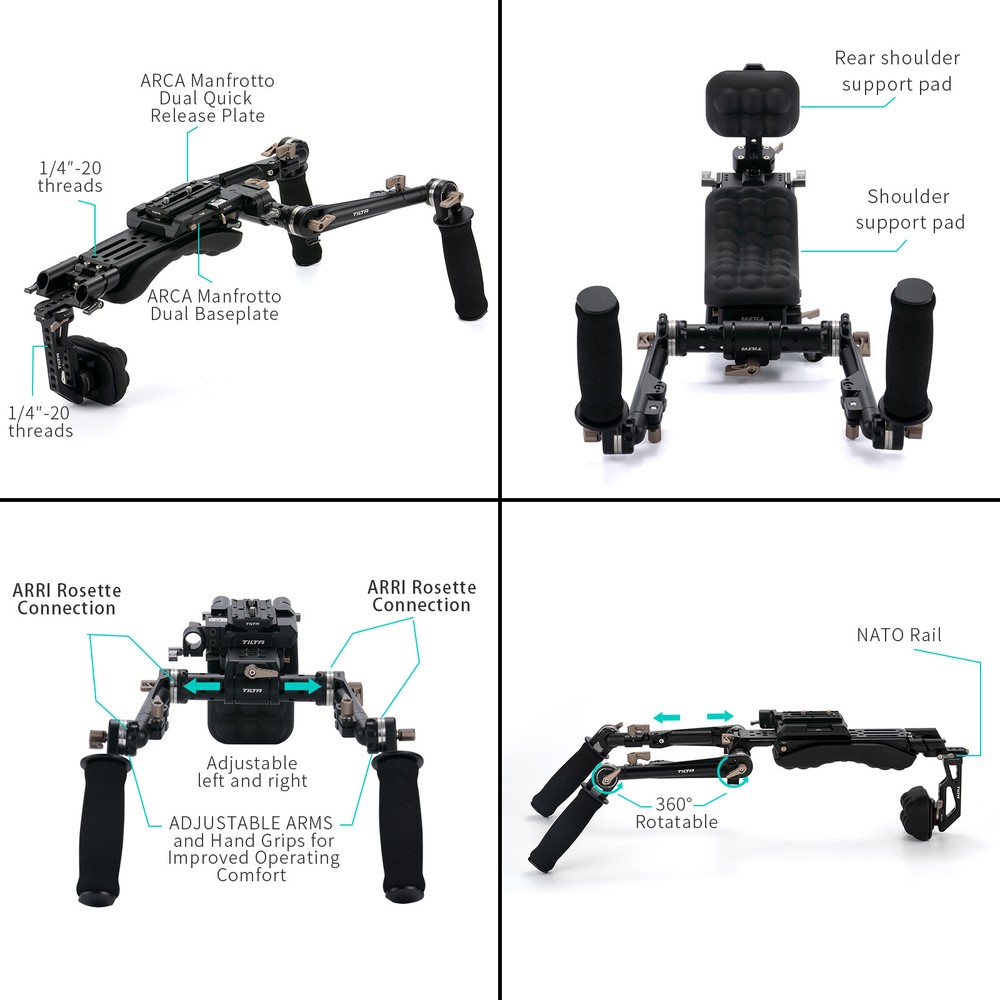 Tilta Lightweight Shoulder Rig Camera Moive Making Holder Kit Universal DSLR
